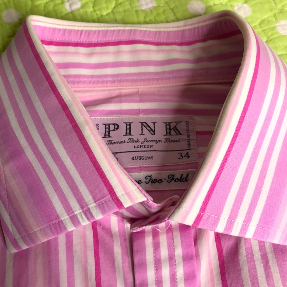 Thomas Pink pink striped superfine two fold dress shirt. Size 16/34 - Picture 7 of 7